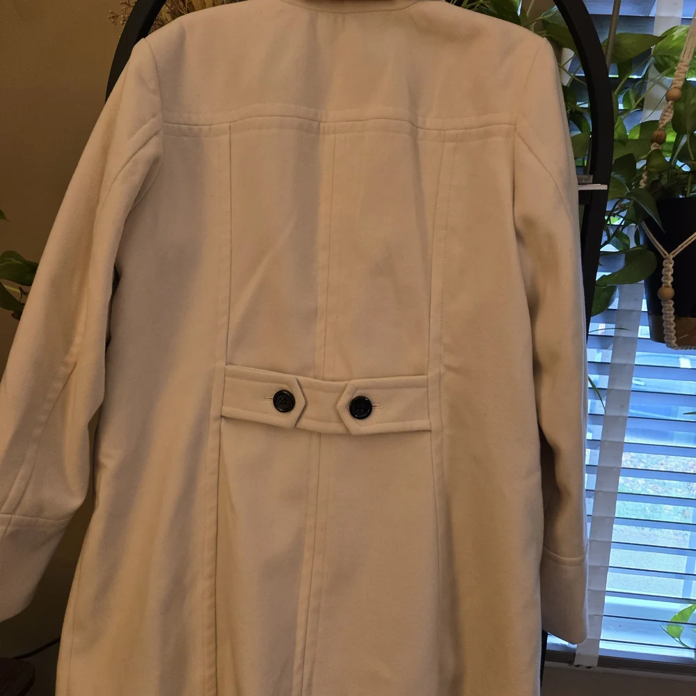 Womens Cream Pea Coat Ashley Stewart Coat Size 14/16 Casual Dress Classic Soft - Picture 11 of 13